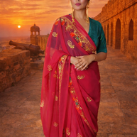 VASTRAYAM Exclusive Georgette Saree – Rich Pink
