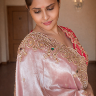 VASTRAYAM Pink Handwork Silk Saree with Designer Blouse