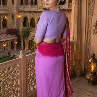 VASTRAYAM Premium Pink Ombre Georgette Saree