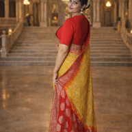 Pure Georgette Zari Weaving Bandhani Saree