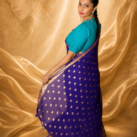 VASTRAYAM Blueish Purple Khaddi Buti Georgette Saree