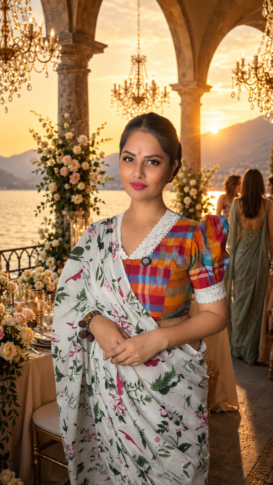 VASTRAYAM White Mulmul Cotton Bagru Print Saree