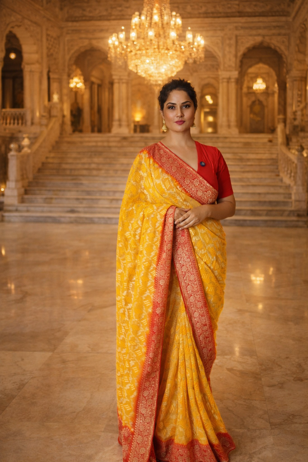 Pure Georgette Zari Weaving Bandhani Saree