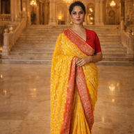 Pure Georgette Zari Weaving Bandhani Saree