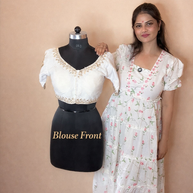 VASTRAYAM White Embroidery Blouse (Front & Back)