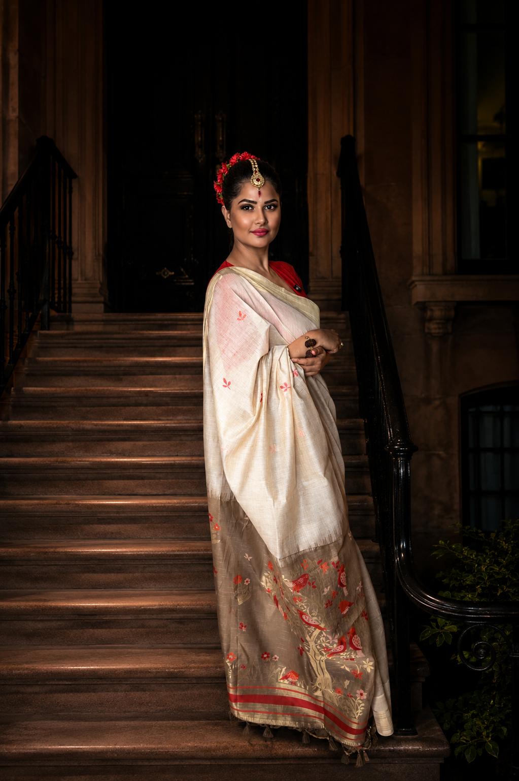 Top Selling Beige Muga Cotton Saree With Zari Weaving Work