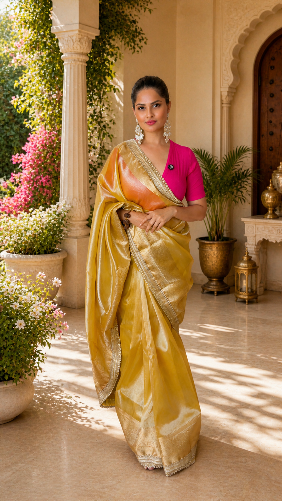 Tissue Silk Banarasi Saree with Designer Lace Work
