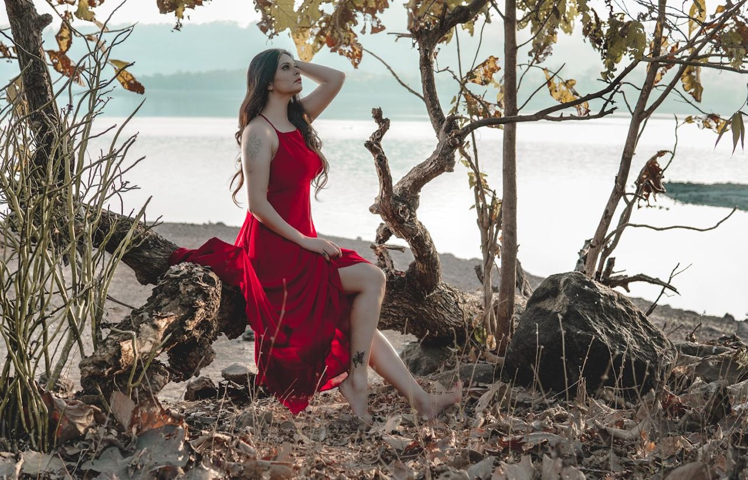 Elegant Red Tie-Up Back Gown