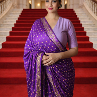 Purple Bandhej Chinon Silk Saree – Elegant Festive Wear