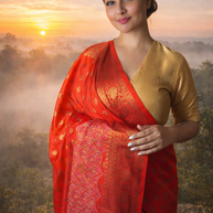 Bright Red Banarasi Georgette Silk Saree – Exclusive Piece
