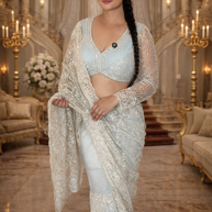VASTRAYAM Luxury Heavy Embroidered Designer Net Saree