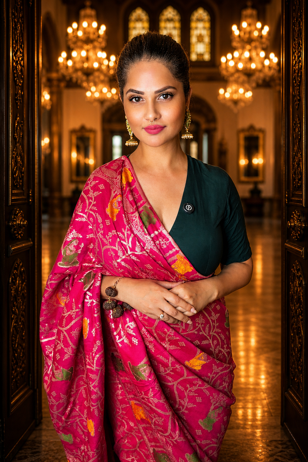 Royal Rani Pink Munga Silk Banarasi Saree