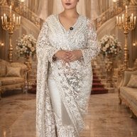 VASTRAYAM Luxury Heavy Embroidered Designer Net Saree