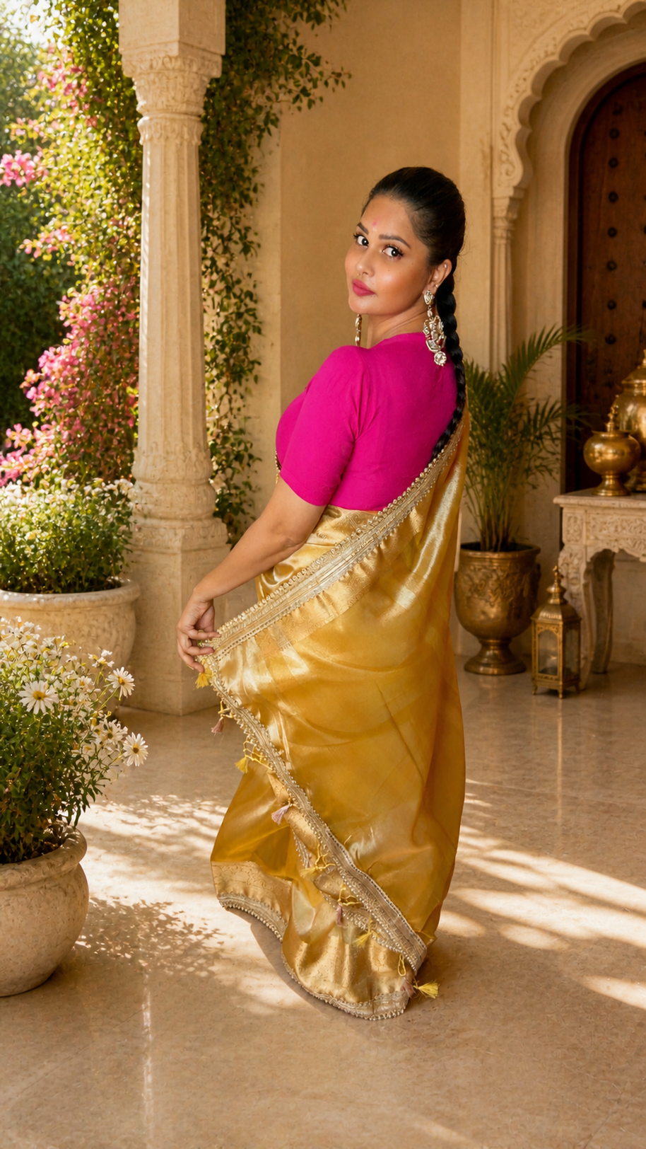 Tissue Silk Banarasi Saree with Designer Lace Work