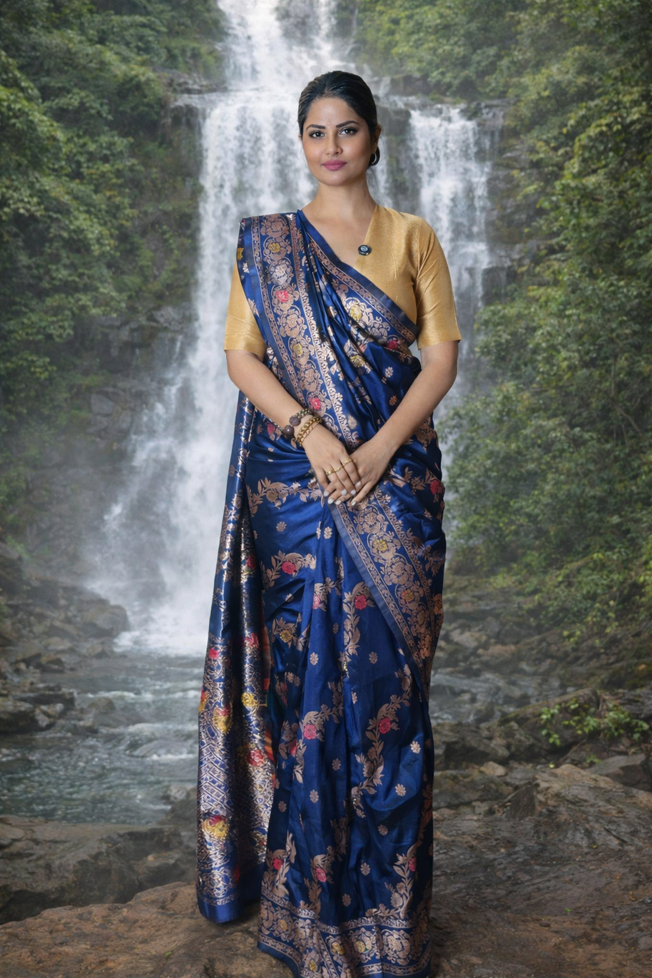 Royal Blue Banarasi Silk Saree – Woven Elegance