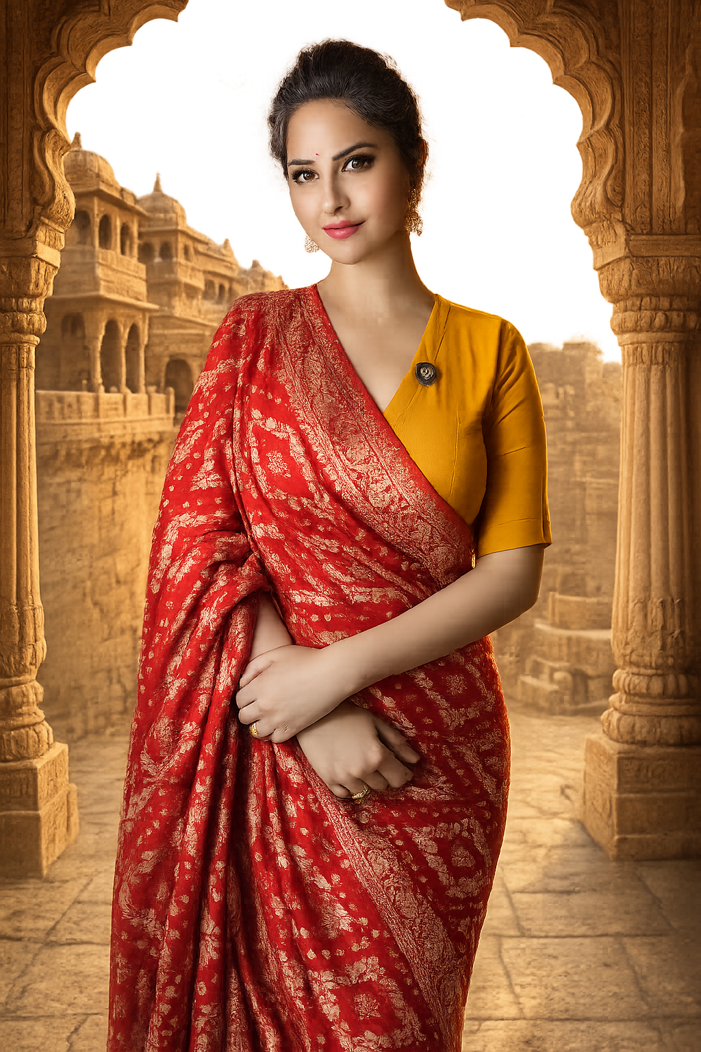 VASTRAYAM Premium Pure Georgette Red Saree