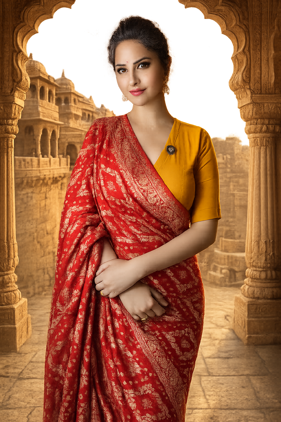 VASTRAYAM Premium Pure Georgette Red Saree