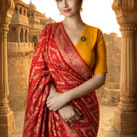 VASTRAYAM Premium Pure Georgette Red Saree
