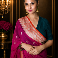 Royal Rani Pink Pure Georgette Zari Saree