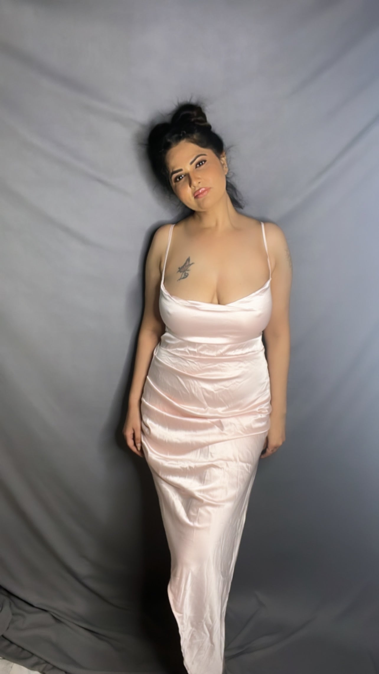 VASTRAYAM Exclusive Thread Backless Soft Gown – Light Pink