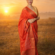 Bright Red Banarasi Georgette Silk Saree – Exclusive Piece