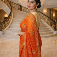 Royal Bandhani Georgette Saree with Golden Embellishment Work