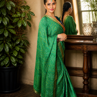 Emerald Green Bandhani Style Moss Chiffon Saree