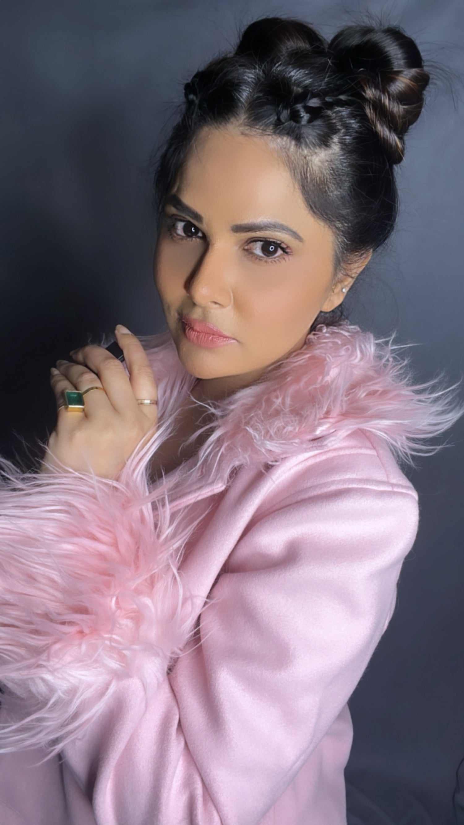 ✨ Baby Pink Fur Collar Jacket