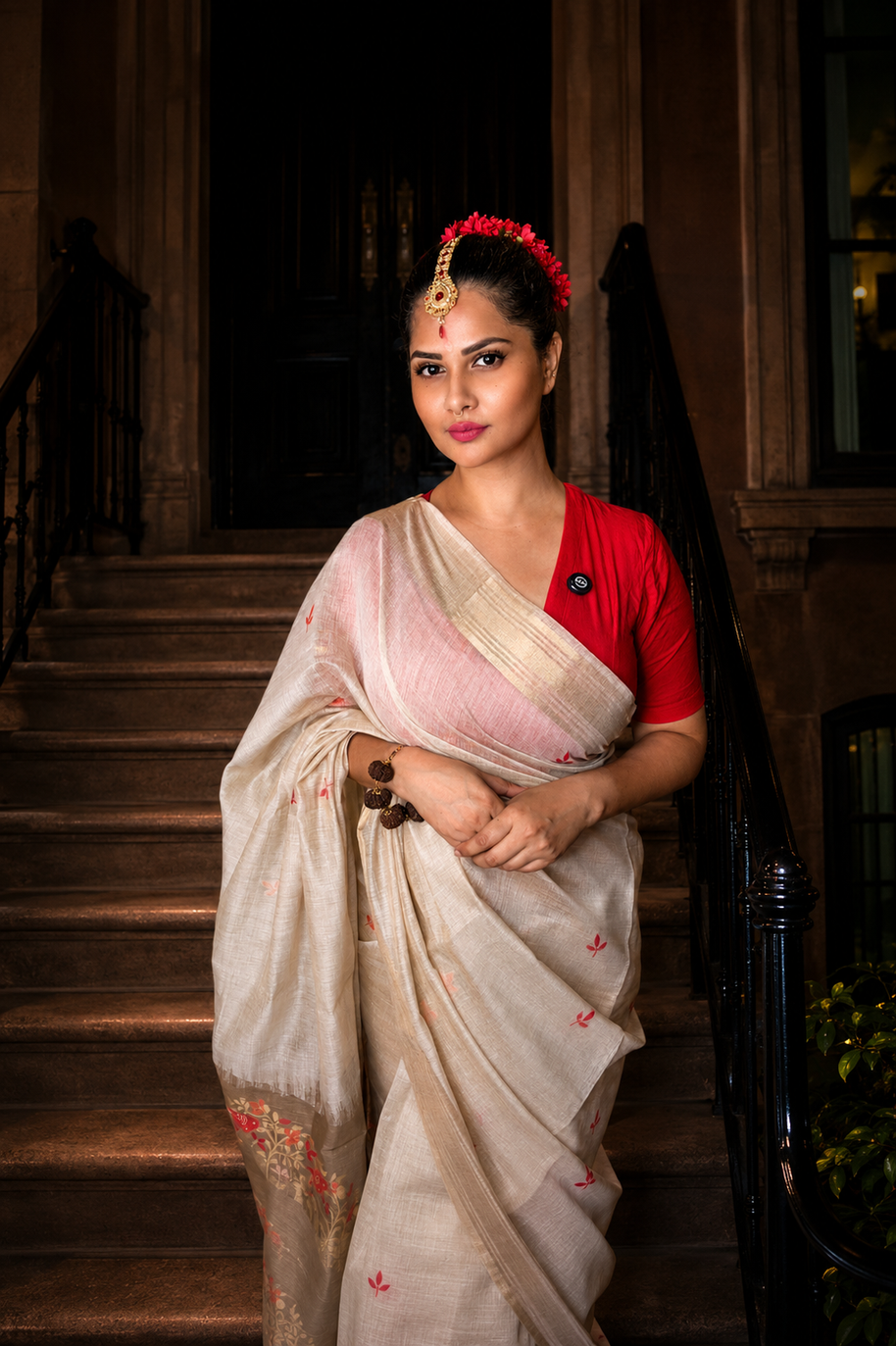 Top Selling Beige Muga Cotton Saree With Zari Weaving Work