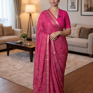 Bandhani Chiffon Saree with Thread Weaving Border