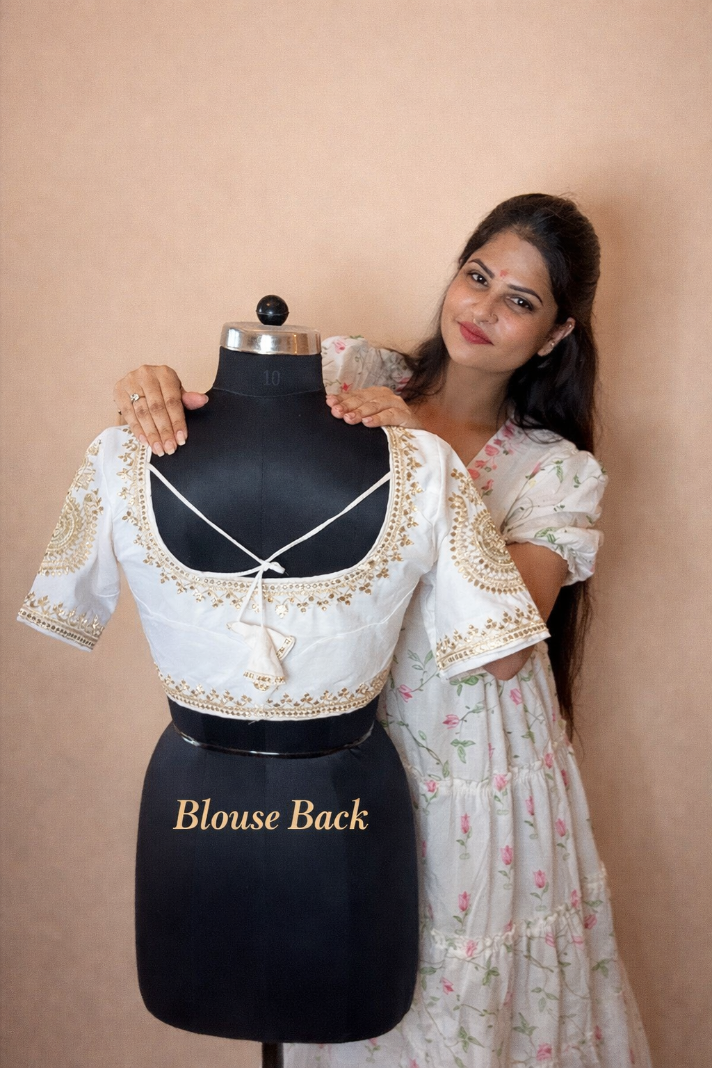 VASTRAYAM White Embroidery Blouse (Front & Back)