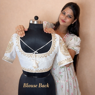 VASTRAYAM White Embroidery Blouse (Front & Back)