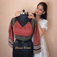 VASTRAYAM Red Ajrakh Printed Blouse (Front & Back)