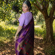 Majuli Paithani Silk Saree with Meenakari Zari Weaving