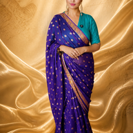 VASTRAYAM Blueish Purple Khaddi Buti Georgette Saree