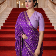 Purple Bandhej Chinon Silk Saree – Elegant Festive Wear