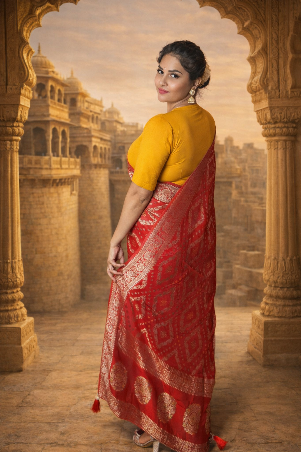 VASTRAYAM Premium Pure Georgette Red Saree