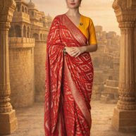 VASTRAYAM Premium Pure Georgette Red Saree