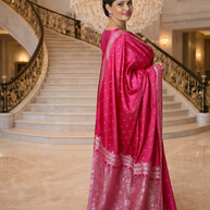 Bright Rani Pink Mashru Katan Silk Banarasi Saree