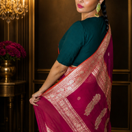 Royal Rani Pink Pure Georgette Zari Saree