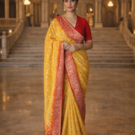 Pure Georgette Zari Weaving Bandhani Saree