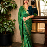 Emerald Green Bandhani Style Moss Chiffon Saree