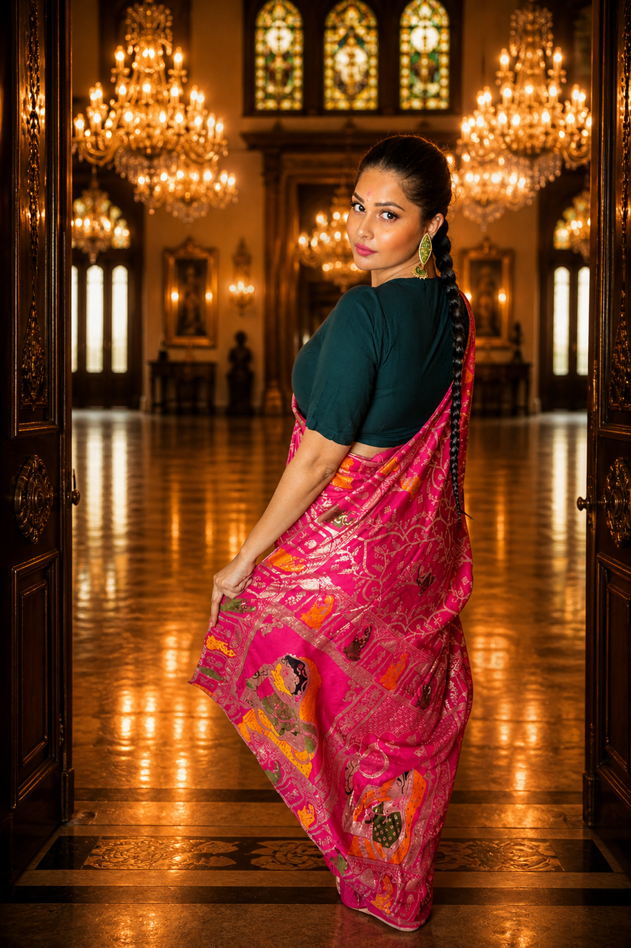 Royal Rani Pink Munga Silk Banarasi Saree
