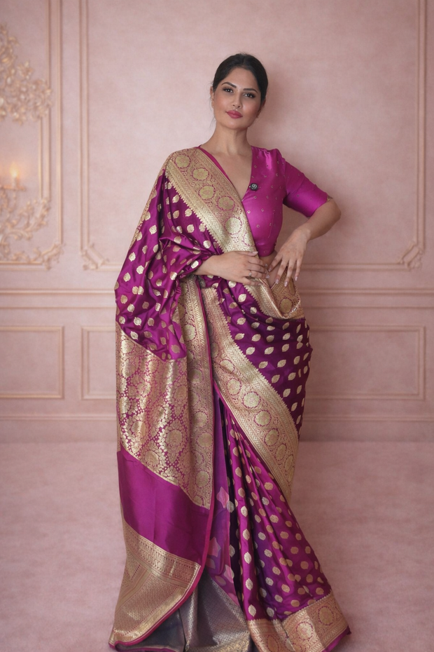 Premium Satin Silk Bridal Banarasi Saree