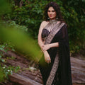 Noir Heritage Embroidered Silk Blend Saree