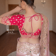 VASTRAYAM Pink Handwork Silk Saree with Designer Blouse