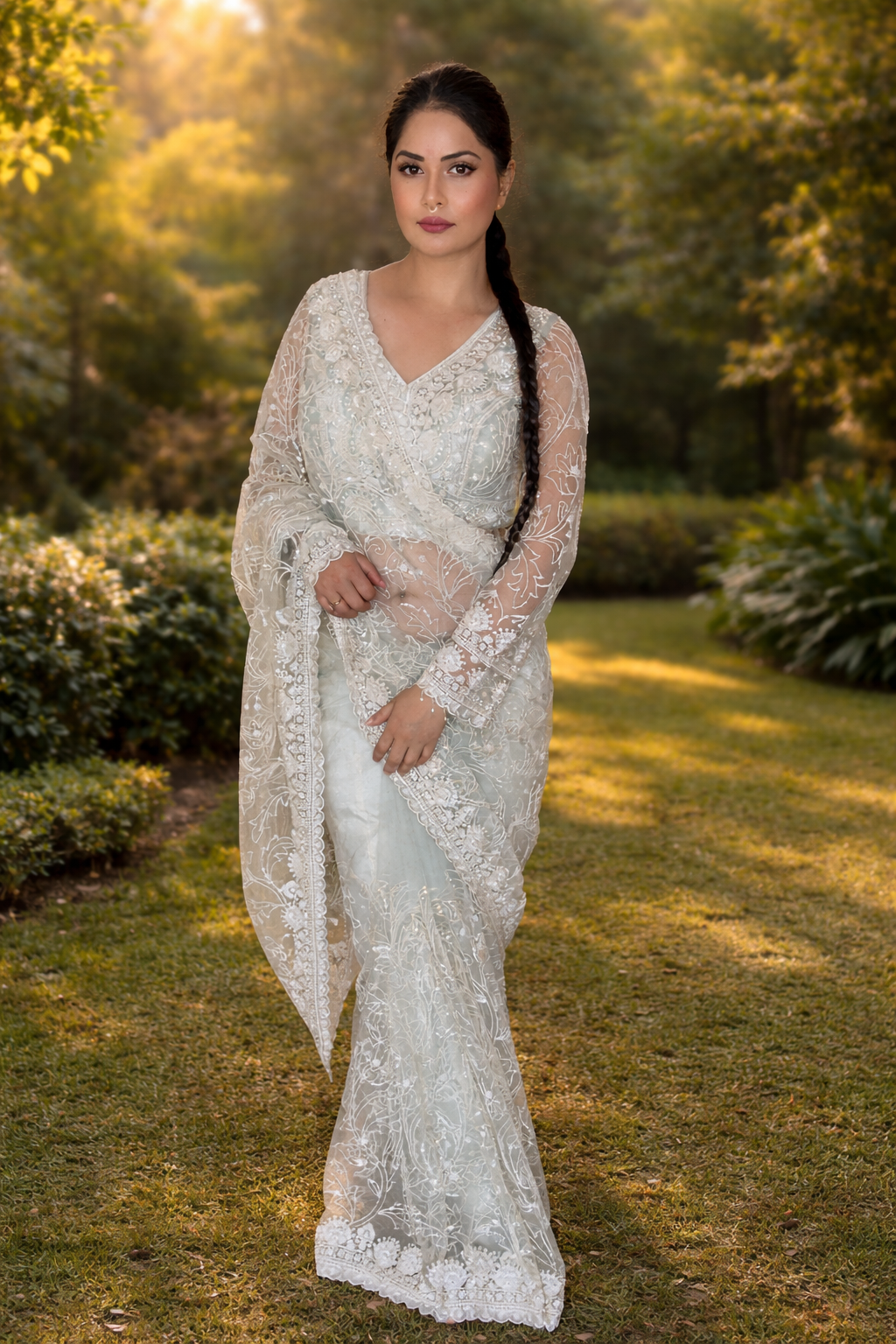 VASTRAYAM Luxury Heavy Embroidered Designer Net Saree