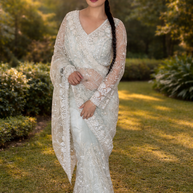 VASTRAYAM Luxury Heavy Embroidered Designer Net Saree