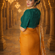 VASTRAYAM Exclusive Mustard Georgette Saree with Embroidered Detailing