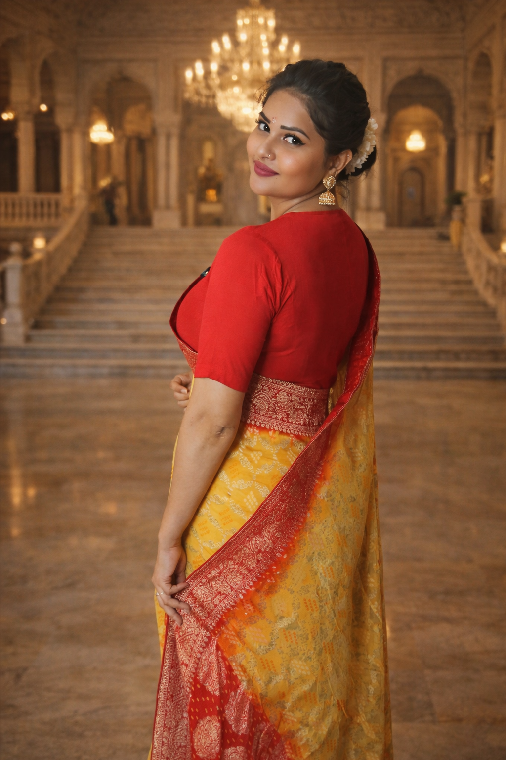 Pure Georgette Zari Weaving Bandhani Saree